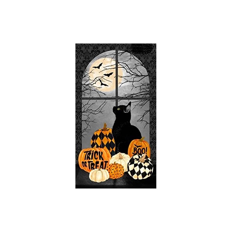 Northcott Black Cat Capers 24114 99 Cat & Pumpkins 24"