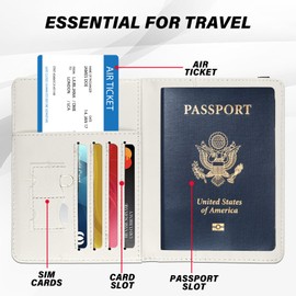 Miwasion Cute Passport Holder and Holder Combo Passport Cover with Compatible Wallet Credit Card Protector RFID Blocking Women Men (Pink Initial Monogram-T)