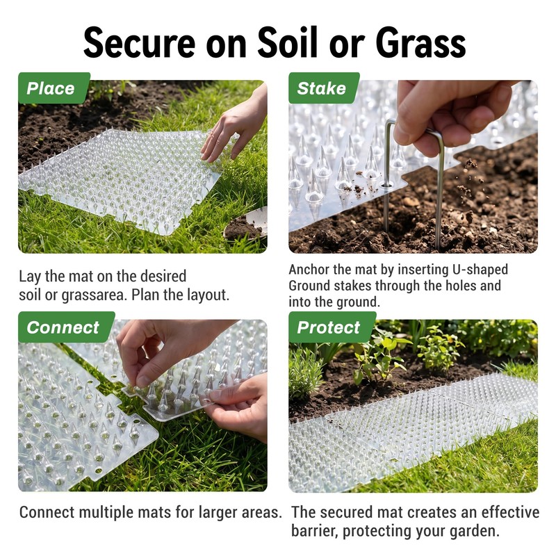 PatiencET Outdoor Cat Deterrent Mats 16 Pack 16 x 13
