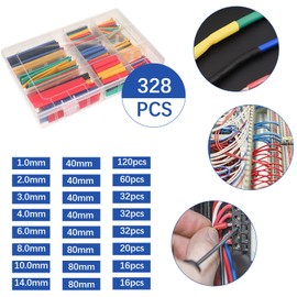 Heat Shrink Tubing 328Pcs Heat Shrink Assortment 2:1 Shrink Tube Wire Shrink Wrap Tubing Electric Insulation Tube Kit for Electrical Insulation Repairs Wire Connectors