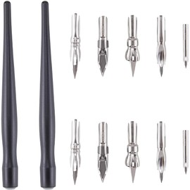 GORGECRAFT 2 Sets Plastic Dip Pen Black Masking Fluid Drawing Ruling Straight Panel Line Accent Penetration Anti-scratch Calligraphy Dipping Oblique Holder Pens Kit for Applying Art Painting Writing