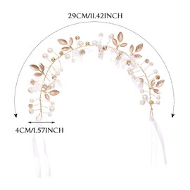 SKHAOVS Pack of 2 Bridal Headband Hair Accessories, Flowers Girls Crowns Hair Band, Flowers and Pearl Rhinestone Flowers Hair Bands Bridal Wedding Hair Accessories for Women, Headpiece Bridal Hair