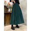 ebossy Women's Corduroy Maxi Skirt Elastic High Waist Drawstring Tie