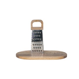 Creative Co-Op Steel Grater with Mango Wood Cheese Board