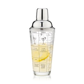 True Glass Cocktail Shaker with 7 Classic Recipes and Measurements for Cold Brew Cocktails, Home Bar Accessories, Bar Tools, Bartender Gifts, Hosting Essentials, 13.5 oz, Set of 1, Clear