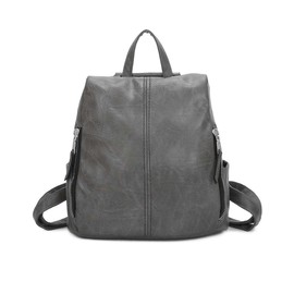 Women's Fashion PU Leather Backpack Large Capacity Rucksack School Travel Bag -D.GREY