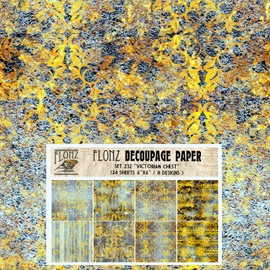 Decoupage Paper Pack (24 Sheets 6"x6") Gold on Old Wood # Vintage Styled Seamless Art Deco Pattern Paper for Decoupage, Craft and Scrapbooking