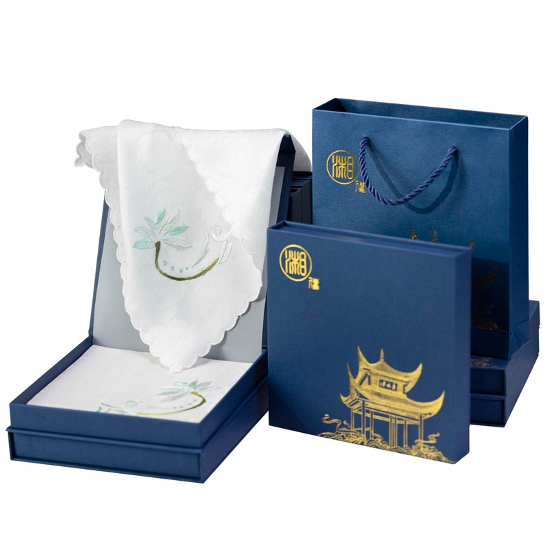 [Ebherys] 100% Silk Pure Hand Embroidered Handkerchief Square Hand Embroidered