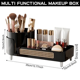 360° Drehbarer Make Up Organizer,Schminktisch Kosmetik Organizer,Beauty Organizer für Bad,Frisiertisch,Schlafzimmer,Multifunktionale Kosmetikaufbewahrung,Make Up Pinsel Halter,Skincare Organizer