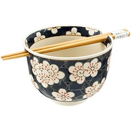 Happy Sales Ramen Udong Noodle Soup Cereal Bowl w/Chopsticks (Bazaar)
