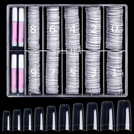 Pack of 500 French Artificial Nail Tips Set False Acrylic Nails Tips Nail Extension Nail Tips Fake Fingernails Accessories