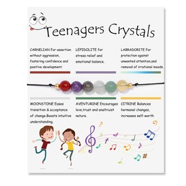 Healing Crystal Wish Bracelets Gifts Semi-Precious Gemstones Beaded Bracelets 8mm Stress Relief Anxiety Yoga Bracelet Mantra Natural Stone Energy Protection Stretch Bracelet for Women Men-Teenagers