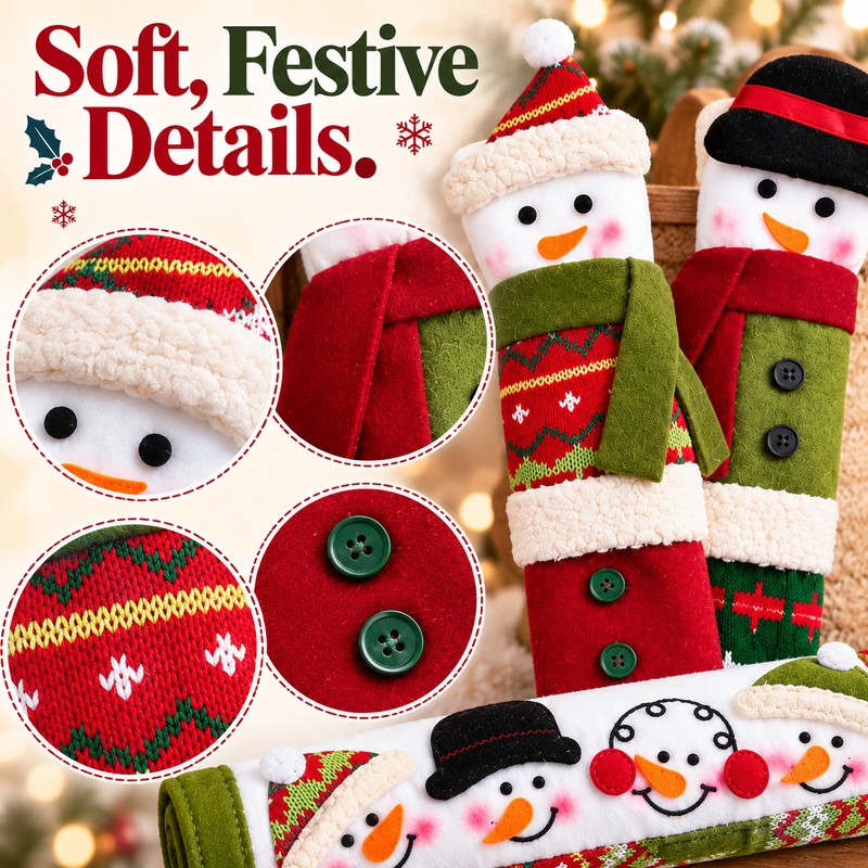 Christmas Snowman Refrigerator Handle Covers for Holiday Decorating – Plush
