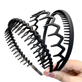 Dinghahole 3 Pcs Shark Tooth Headbands For Men - Non-Slip Zig Zag Headband, Stylish Hair Band For Sports, Work & Fashion Accessories