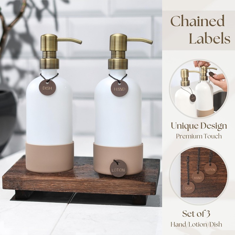 Finisterra White Hand and Dish Soap Dispenser Set With Tray