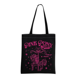 AKTAP Music Lover Gift Midwest Princess Pink Pony Club Tote Bag Singer Fan Lyrics Music Concert Merch (TB, West Club Black Tote-Py1)