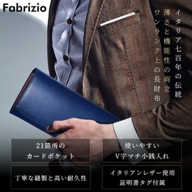 Fabrizio Men's Women's Long Wallet, Bifold Wallet, Gusset, Coin Purse, Thin, Large Capacity, 21 Cards, Easy to Use, Italian Leather, Made by Top Leather Craftsmen, Genuine Leather, YKK Zipper, green