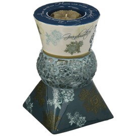 Up Words by Pavilion Teal Tea Light Candle Holder, Serenity Sentiment, 5-1/2-Inch Tall, Includes Tea Light Candle