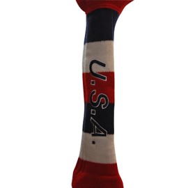 USA Majek Golf Driver #1 American Flag U.S.A Patriot Pom Pom Knit Limited Edition Vintage Classic USA Stars US Red White Blue Retro Headcover Head Cover Fits 460cc Drivers Perfect Dad