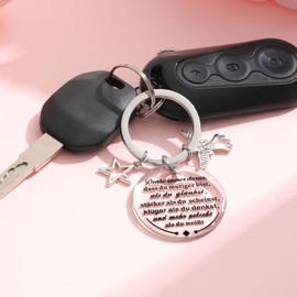VNOX Gifts for Women Keychain: Small Gift for Men and Women, Birthday Gift for Women, Lucky Charm, Car Key Ring with Guardian Angel, Gift for Girlfriend, Mum, Son, rectangular