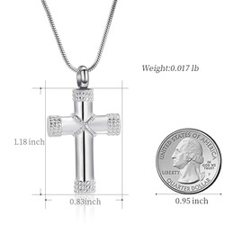 VCCWYQK Cross Cremation Urn Pendant for Ashes,Stainless Steel Urn Necklace Memorial Keepsake Jewelry Lord’s Prayer Cross Ashes Necklaces (H)