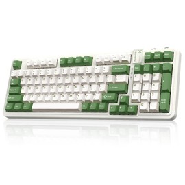 AUSDOM 98Pro Silent Mechanical Keyboard, Wireless Hot Swappable Gaming Keyboard with Backlit,Gasket Structure,Pre-lubed Tactile Switches,2.4GHz/Type-C/Bluetooth Custom Keyboards (Green & White-Silent)