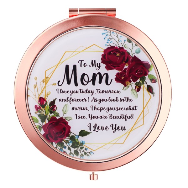 OHSunFLower2 Mom Birthday Gifts for Mom | I Love You Mom Rose Gold Compact Mirror Present I Gifts for Mom from Daughter I Mom Gifts for Birthday I Best Mom Gifts from Son