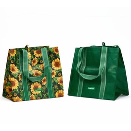 LocknLock Set of 2 Harvest Print Shopping Tote Bags:_Plaid