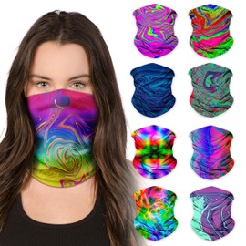 SoJourner Bags Neck Gaiter Face Mask Bandana (9 Pack) - Neck Gators Face Coverings for Men & Women I Neck Gator Masks