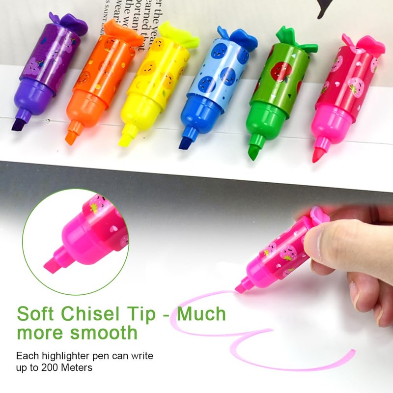KNGNGK 24 Pieces 6 Colours Mini Highlighter Pen Set Mini