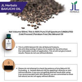 JL Herbals Bakuchi Oil 100ml (3.5 fl.oz) | Babchi | Psoralea corylifolia | 100% Pure & Undiluted | Cold Pressed | for External USE ONLY | USE After Dilution
