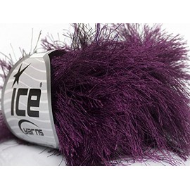 Grape Purple Extra Long Eyelash Yarn Ice Luxurious Fun Fur 50gr 38yds