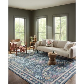 Loloi Rifle Paper Co. Maison Collection MAO-06 Blue/Multi 7'-6" x 9'-6", .19" Pile Height, Area Rug