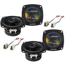 Harmony Audio Compatible with 1986-1993 Mazda B2000/B2200/B2600 (2) HA-R4 4" New Factory Speaker Replacement Upgrade Package with HA-729300 Factory Speaker Replacement Connector Harness Kit