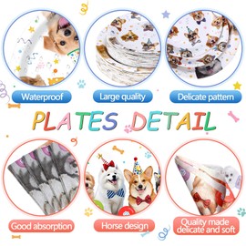 Potchen 452 Pcs Dog Birthday Party Decorations for 50 Guests Include Dog Paper Plates Napkins Cups Tablecloth Cutlery Straws Puppy Party Tableware for Puppy Theme Birthday Supplies