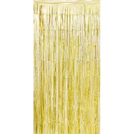 Allgala 4PK Metalic Tinsel Party Photo Backdrop Curtains Door Fringe Décor-Gold Matte-BD52403