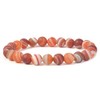 Matte Red Banded Agate Gemstone 8mm Round Beads Stretch Bracelet