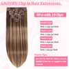 Clip in Hair Extensions Real Human Hair, Seamless Balayage Human