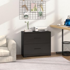 2-Drawer Wood Lateral File Cabinet, Filing Cabinets Anti-Tilt Mechanism for Home Office Storage Organization, Accommodates Letter/A4/Legal Size, New Heightened Drawer Design Home Office (Black)