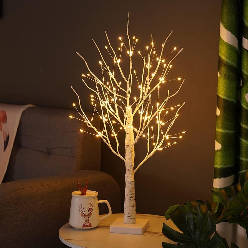 NXUEBDU Birch Tree with LED Lights, 2FT 144 LEDs Warm