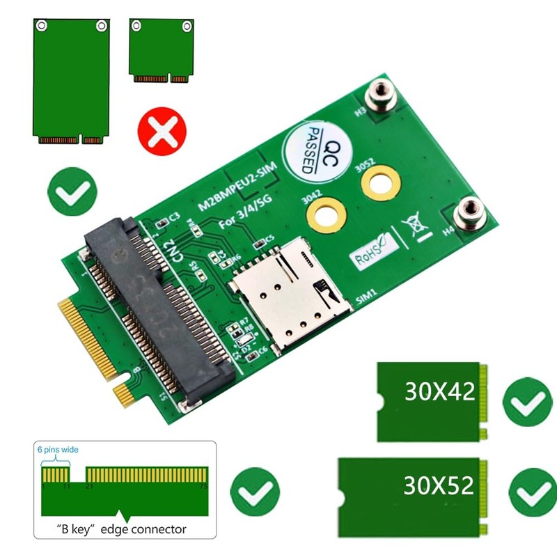 Byttlerom M.2 NGFF to Mini PCI-E Adapter M.2 Key B