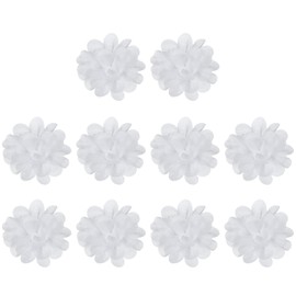 PATIKIL 2" Chiffon Flowers, 10 Pcs Mesh Fabric Flowers Sewing Fabric Appliques Headband Embellishments for DIY Craft Wedding Decor, White