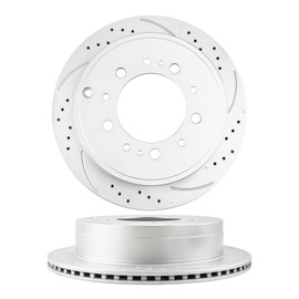 KAX Rear Brake Rotors Compatible with Toyota Tundra 2007-2021, Toyota Sequoia 2008-2022, Lexus LX570 2008-2011 2013-2021, Brake Disc Drilled and Slotted replace 2psc, 31483