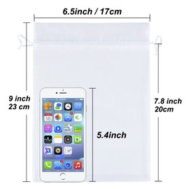 HRX Package 100pcs White Organza Bags Large, 16.5 x 22.5cm Drawstring Gift Bags Mesh Jewelry Pouches for Christmas Wedding Shower Party Favours