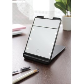 3倍拡大鏡付 LED コンパクト ブライトニングミラー タッチミニ YLD-1600 ブラック