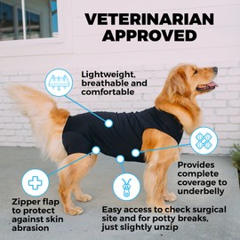 Shed Defender Recovery Suit for Dogs - Seen on Shark Tank, Post-Surgery Dog Onesie, Vet Approved, Anxiety Shirt, E-Collar Alternative, Calming Vest Jacket, Covers Hot Spots & Abdominal Wound, Bodysuit