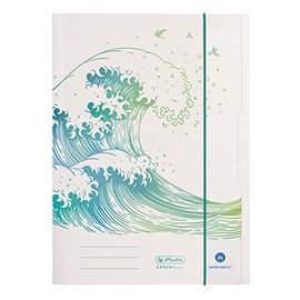 herlitz 50033928 Portfolio Folder A4 with Green Line Wave Design