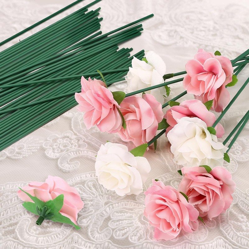 Kesote Floral Wire Stems, 50 Pieces, Flower Rose Bud Stems,