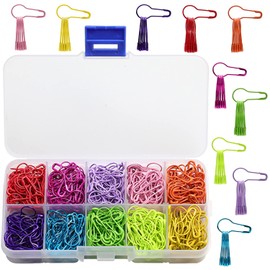 Paifeancodill Colorful Metal Knitting Pins, 500 Pcs Metal Safety Pins, Calabash Crochet Stitch Markers Premium 0.87 Inch Bulb Stitch Markers Pear Shape Safety Pins for Sewing Clothing DIY Craft Making