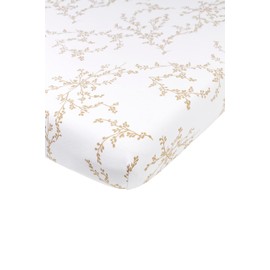 Meyco Baby Branches 100% Jersey Cotton Fitted Sheet (Extra Soft, Comfortable and Breathable Fitted Sheet - Elasticated All Around - 70 x 140 cm) - Sand